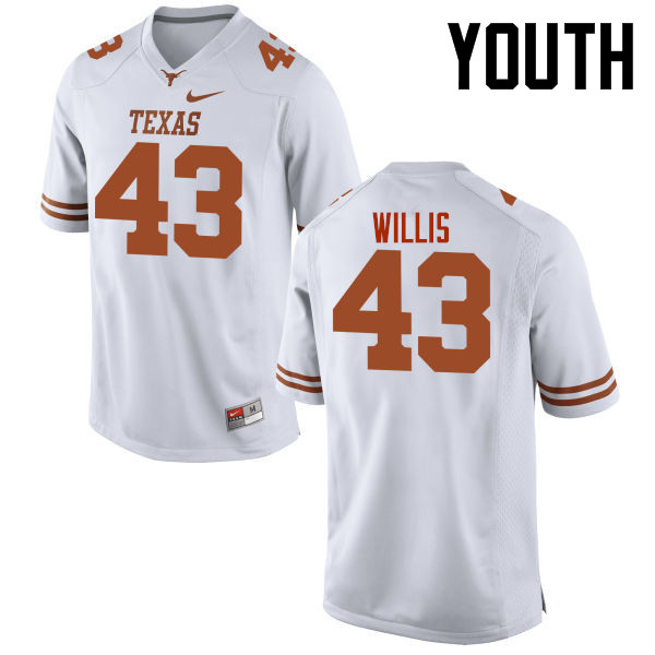 Youth #43 Robert Willis Texas Longhorns College Football Jerseys-White